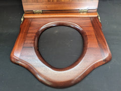 Antique Mahogany High Level Throne Toilet Seat with Lid & Brass Hinges