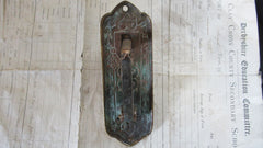Antique Ornate Brass Mechanical Door Bell Pull - Lozenge 1844