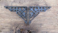 10 1/4" Antique Ornate High Level Cast Iron Toilet Cistern Brackets - Dated 1901