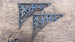 10 1/4" Antique Ornate High Level Cast Iron Toilet Cistern Brackets - Dated 1901