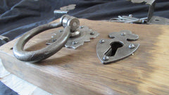 10" x 6" Restored Wooden & Cast iron Church / Castle Rim Lock, Key, Keep & Straps