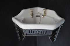 Antique Doulton Corner Sink with Cradle & Brackets, Taps & Plug - 1894