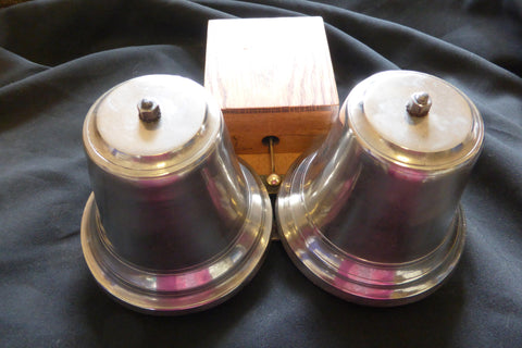 Very Grand Vintage Wood & Brass Double Telephone Extension Bell