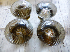 2 Pairs Rare Antique Swirl Ribbed Glass Door Knobs