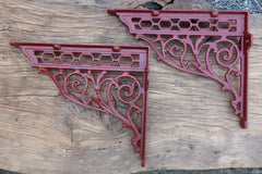 14" Restored Ornate Cast Iron High Level Toilet Seat or Sink Brackets - dated 1893