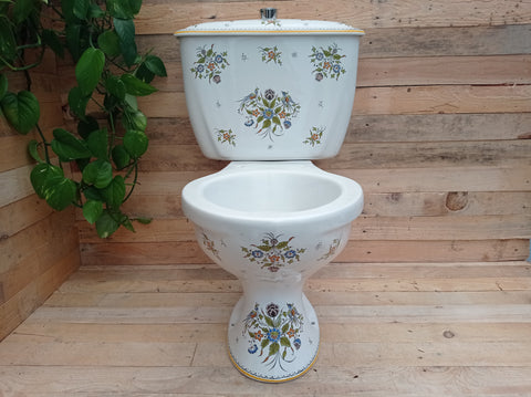 Vintage 1950s Maurice Herbeau Floral Toilet & Cistern