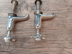 Dent & Hellyer London - Antique Reclaimed Refurbished Nickle Plated Brass Sink Taps