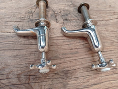 Dent & Hellyer London - Antique Reclaimed Refurbished Nickel Plated Brass Sink Taps