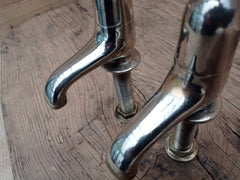 Dent & Hellyer London - Antique Reclaimed Refurbished Nickel Plated Brass Sink Taps