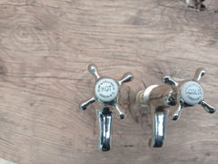 Dent & Hellyer London - Antique Reclaimed Refurbished Nickel Plated Brass Sink Taps