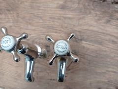 Dent & Hellyer London - Antique Reclaimed Refurbished Nickel Plated Brass Sink Taps