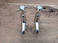 Dent & Hellyer London - Antique Reclaimed Refurbished Nickel Plated Brass Sink Taps