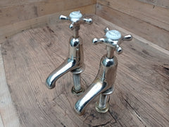 Dent & Hellyer London - Antique Reclaimed Refurbished Nickel Plated Brass Sink Taps