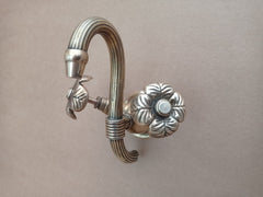 Herbeau Wall mounted small mixer Trèfle  Reclaimed Refurbished Brass Sink Taps