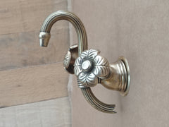 Herbeau Wall mounted small mixer Trèfle  Reclaimed Refurbished Brass Sink Taps