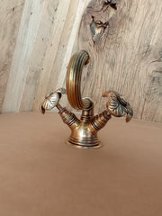 Herbeau Wall mounted small mixer Trèfle  Reclaimed Refurbished Brass Sink Taps