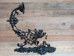 Restored Gothic Cast Iron Wall Candle Holder - Greenman Warrior & Horse sconce