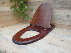 Antique High Level Mahogany Wooden Toilet Seat + Lid