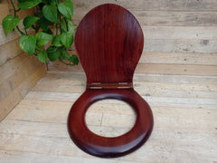 Antique High Level Mahogany Wooden Toilet Seat + Lid