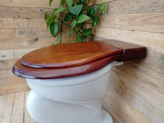 Antique High Level Mahogany Wooden Toilet Seat + Lid