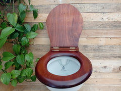 Antique High Level Mahogany Wooden Toilet Seat + Lid