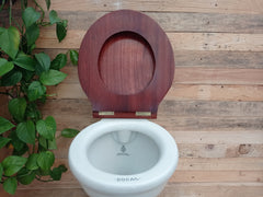 Antique High Level Mahogany Wooden Toilet Seat + Lid