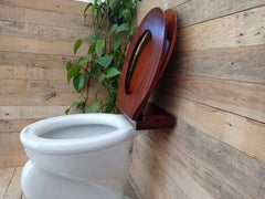 Antique High Level Mahogany Wooden Toilet Seat + Lid