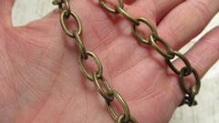 Antique Solid Brass Chain ideal for Toilet or Light pull - oblong