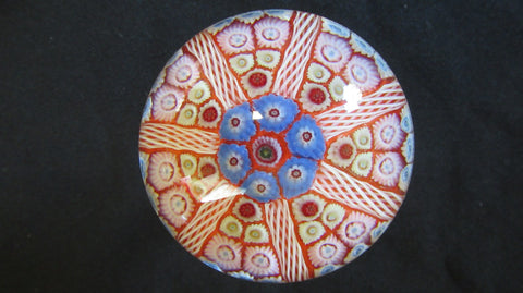 Vintage Strathearn Millefiori Glass Paperweight Door Handle - Orange/red (5)