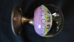 Vintage Strathearn Millefiori Glass Paperweight Door Handle - pinl/mustard (7}