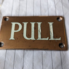 Antique Copper PULL Sign - High Level Toilet Cistern, Light, Bell