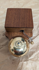 Antique Wood & Round Brass Electric Doorbell - 3 -6 volts