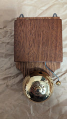 Antique Wood & Round Brass Electric Doorbell - 3 -6 volts