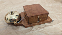 Antique Wood & Round Brass Electric Doorbell - 3 -6 volts