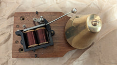 Art Deco Wood & Brass Electric Conical Doorbell - 3-4.5 volts