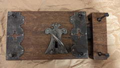 9" Ornate Wood & Cast iron Church / Castle Rim Lock with Key, Keep & Screws