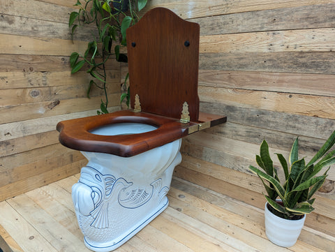 Vintage Blue Dolphin Shell Johns Armitage Toilet, Seat, Cistern Set 2