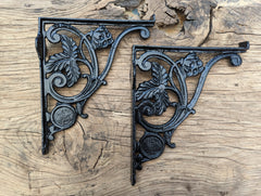 8 1/4 Ornate Antique High Level Cast Iron Toilet Cistern or Shelf Brackets