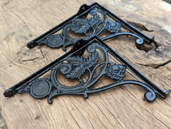 8 1/4 Ornate Antique High Level Cast Iron Toilet Cistern or Shelf Brackets