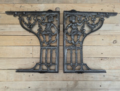 Victorian Cherub Cast Iron Throne High Level Toilet Seat Floor Brackets