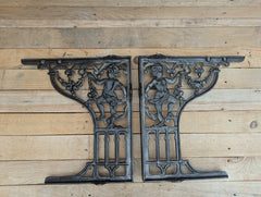 Victorian Cherub Cast Iron Throne High Level Toilet Seat Floor Brackets