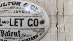 Doulton Lambeth & London, "PULL & LET GO" Syphon Flushing Cistern Ceramic Sign