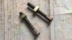 Pair Large Antique Brass Toilet Seat Fixing Nuts and Bolts