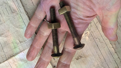 Pair Large Antique Brass Toilet Seat Fixing Nuts and Bolts