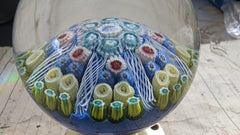 Large Vintage Strathearn Millefiori Glass Paperweight Door Handle - blue (15}