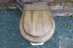 Antique Wooden High Level Toilet Seat + Lid Professionally Restored - Oak