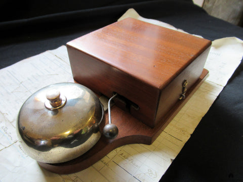 Restored Antique Wood & Brass Electric Doorbell - 12 volts