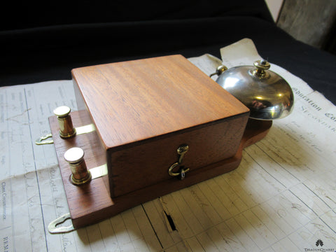 Restored Golden Wood & Brass Electric Doorbell - 3-6 volts