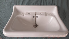 Vintage Porcelain Wall Hung Bathroom Sink + Cradle, Brackets, Waste & Chain