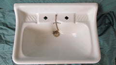 Vintage Porcelain Wall Hung Bathroom Sink + Cradle, Brackets, Waste & Chain